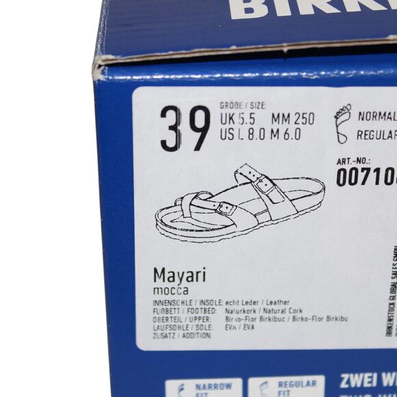 Birkenstock Mayari Birko-Flor Sandal Mocca 39 Regular Wide Width - Picture 7 of 7